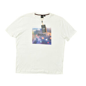 NWT Hugo Boss Men's XXXL White Graphic Tee T-Shirt Cityscape Print Cotton
